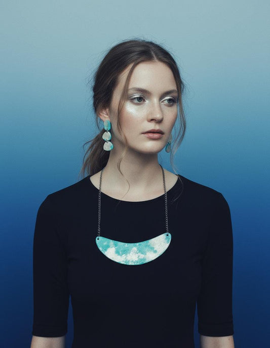 Turquoise and Silver Statement Necklace Handmade