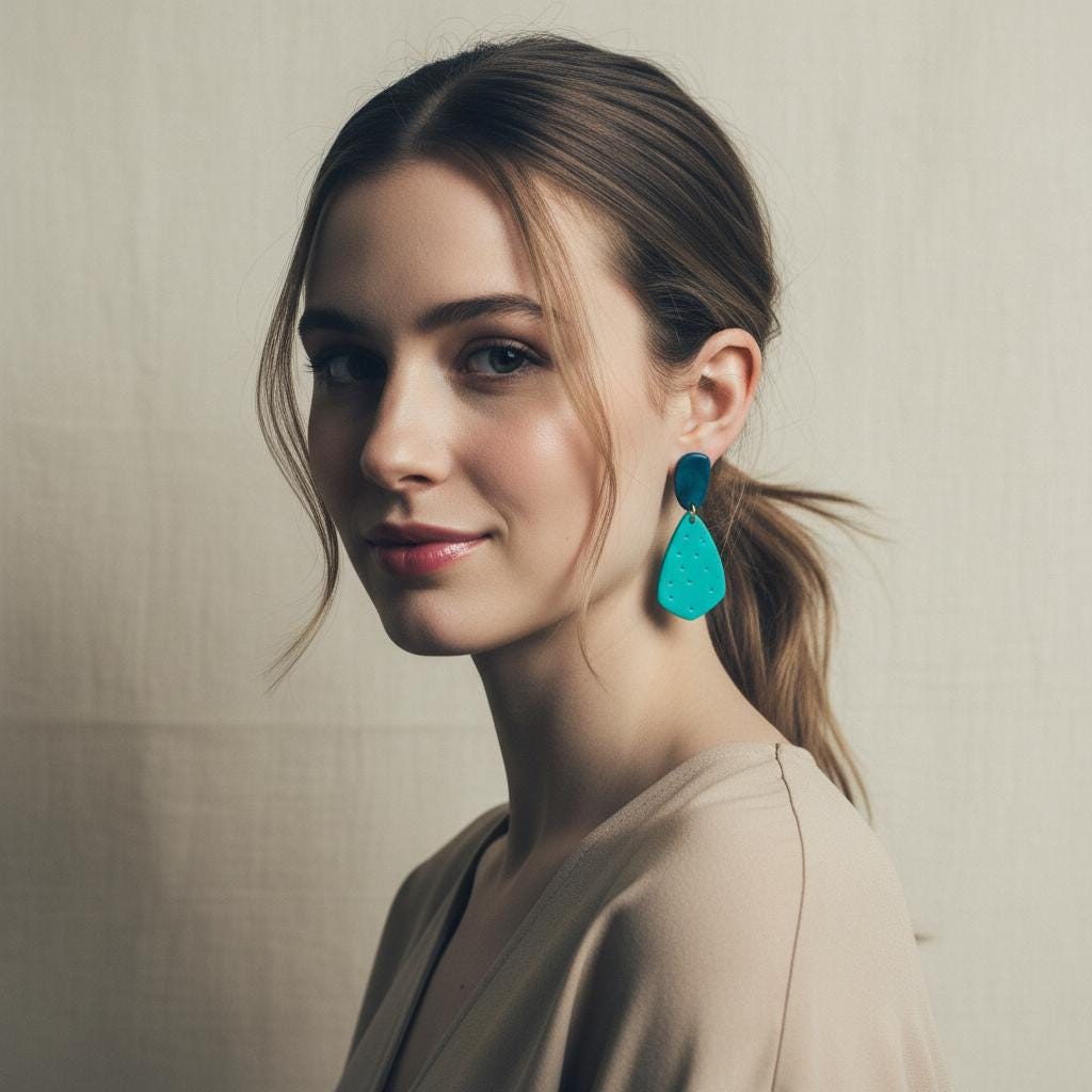 Two Tone Blue Clip On Earrings Handmade "Roxy"