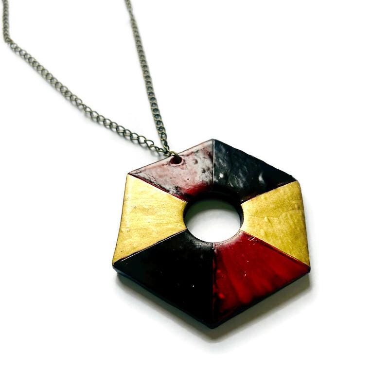 Large Hexagon Pendant Necklace Handmade