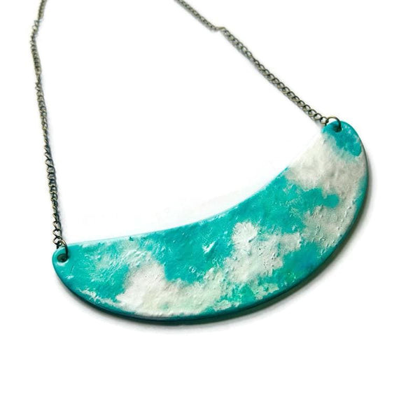 Turquoise and Silver Statement Necklace Handmade
