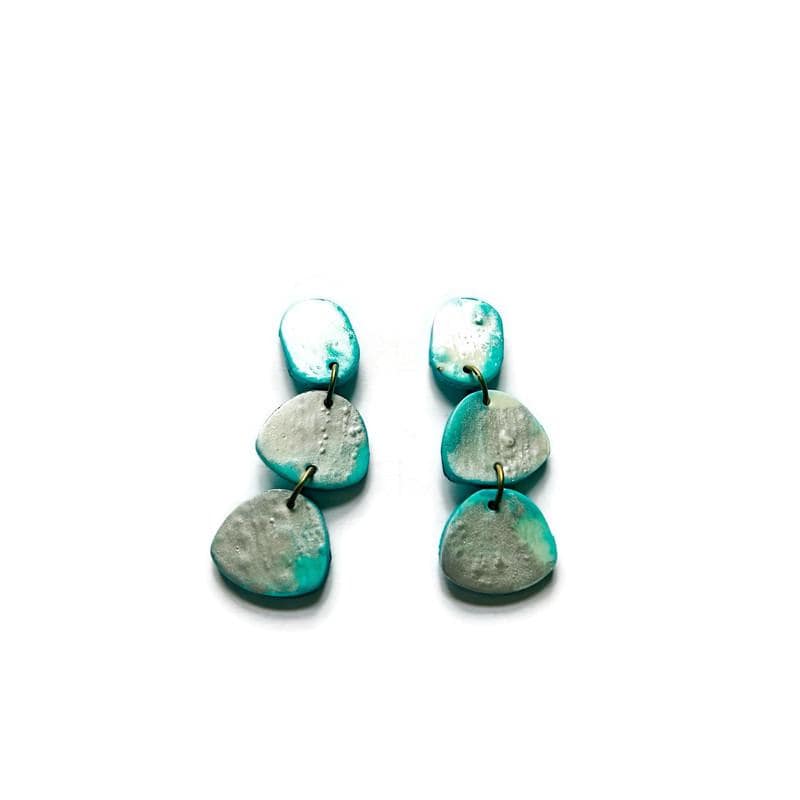 Icy Blue & Silver Drop Dangle Earrings Handmade