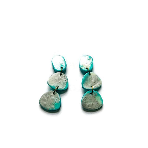 Icy Blue & Silver Drop Dangle Earrings Handmade