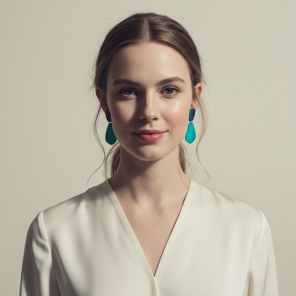 Two Tone Blue Clip On Earrings Handmade "Roxy"