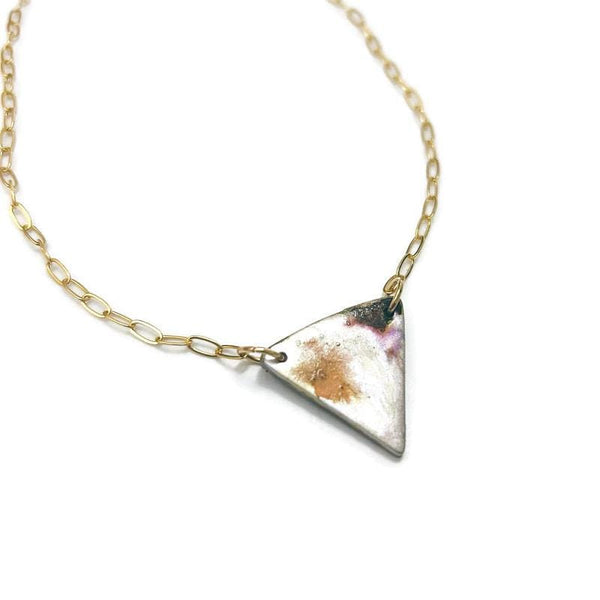 Triangle Charm Necklace on 18k Gold Plated Paperclip Necklace