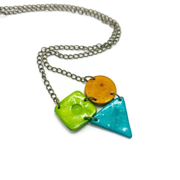 Colorful Geometric Pendant Handmade