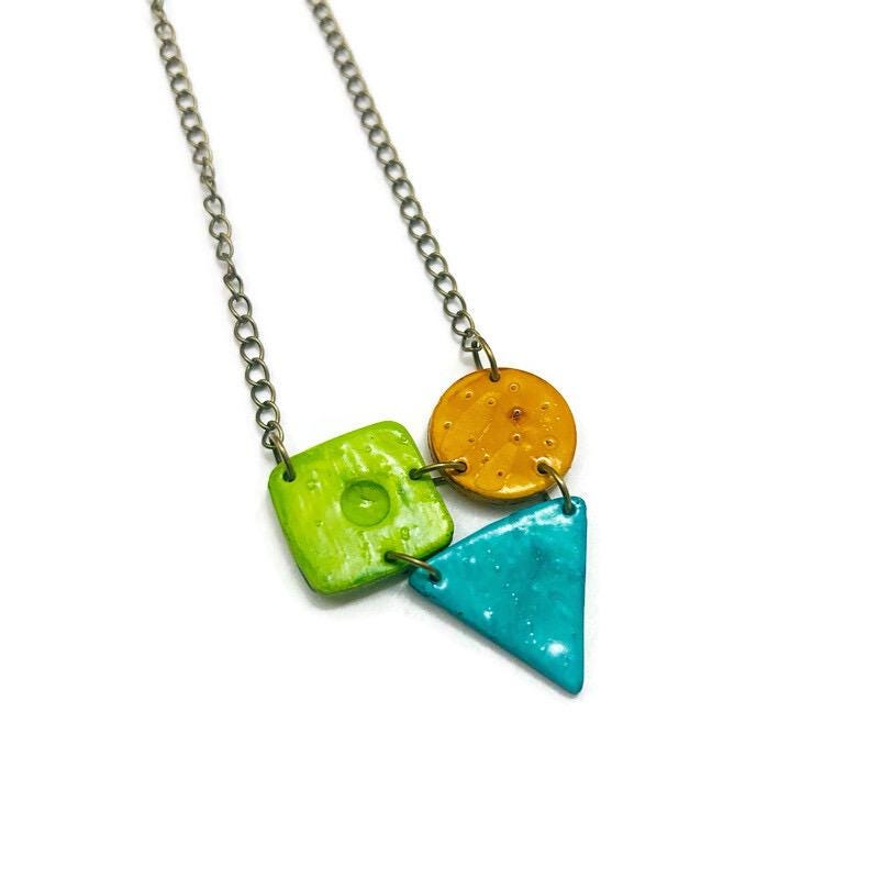 Colorful Geometric Pendant Handmade