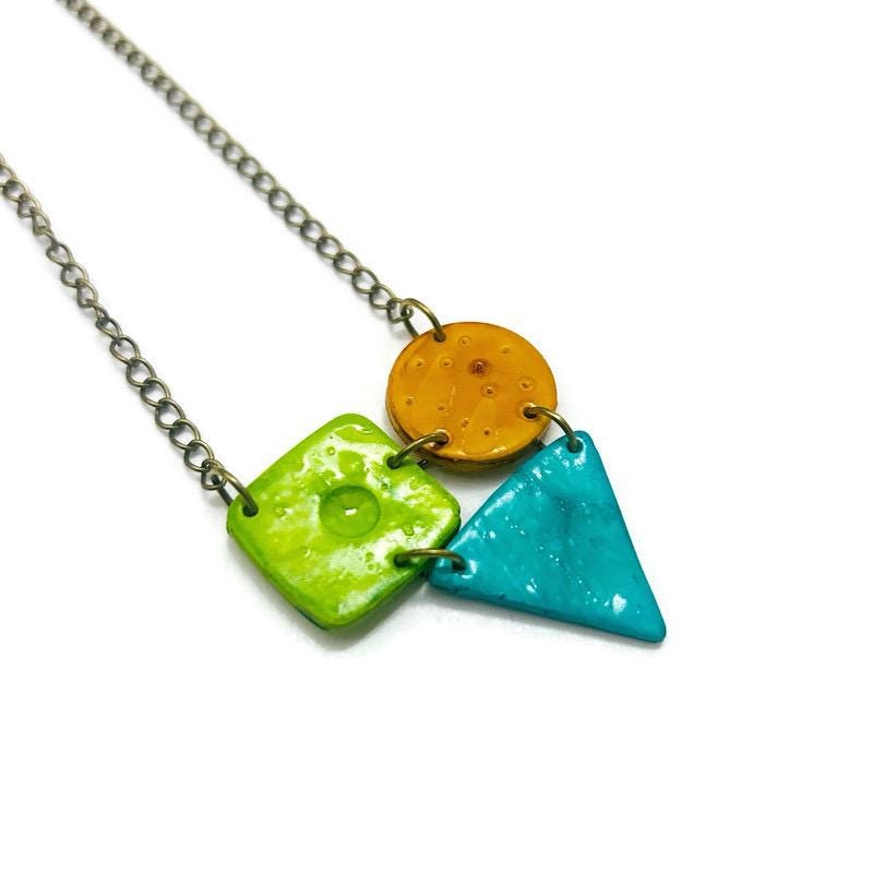 Colorful Geometric Pendant Handmade