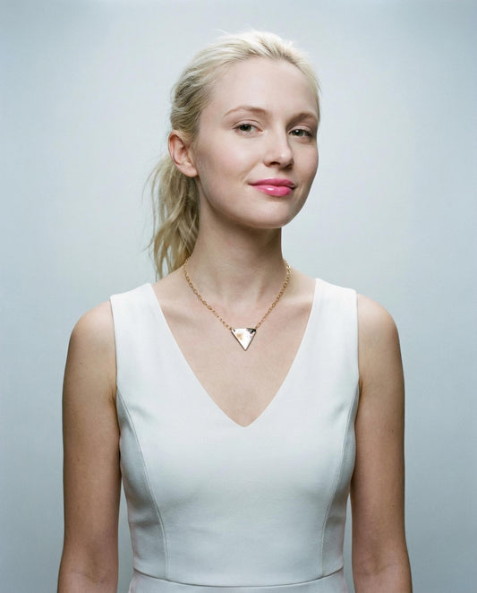 Triangle Charm Necklace on 18k Gold Plated Paperclip Necklace