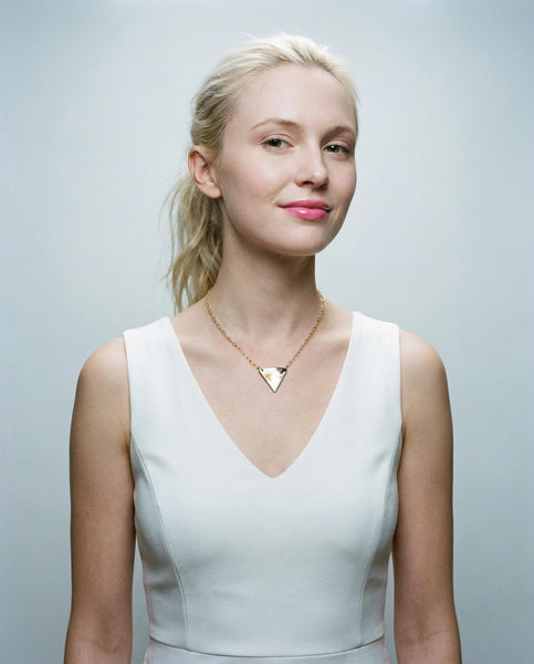 Triangle Charm Necklace on 18k Gold Plated Paperclip Necklace