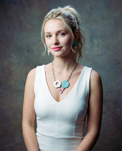 Minimalist Geometric Studs in Silver Pink & Turquoise