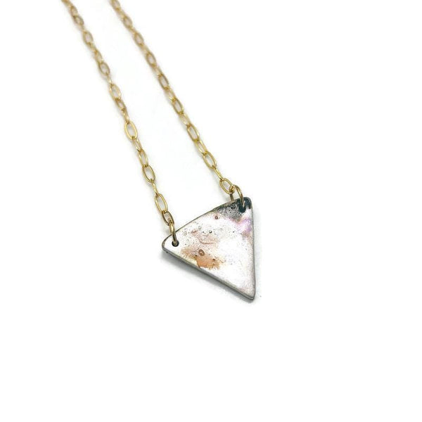 Triangle Charm Necklace on 18k Gold Plated Paperclip Necklace