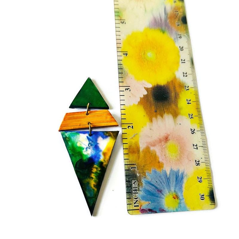 Large Triangle Clip On Earrings Handmade