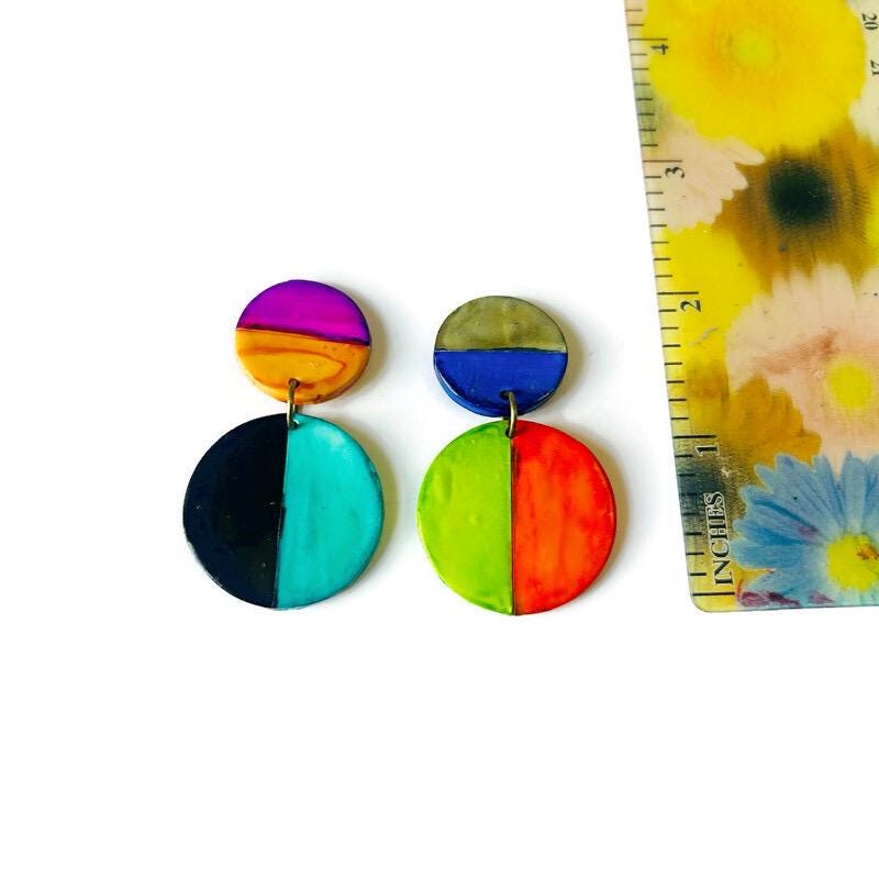 Mismatched Clip On Earrings | Polymer Clay Statement Drops