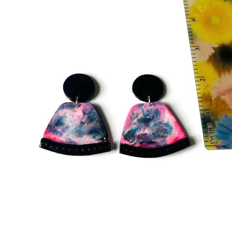 Pink and Black Handmade Statement Necklace Handmade