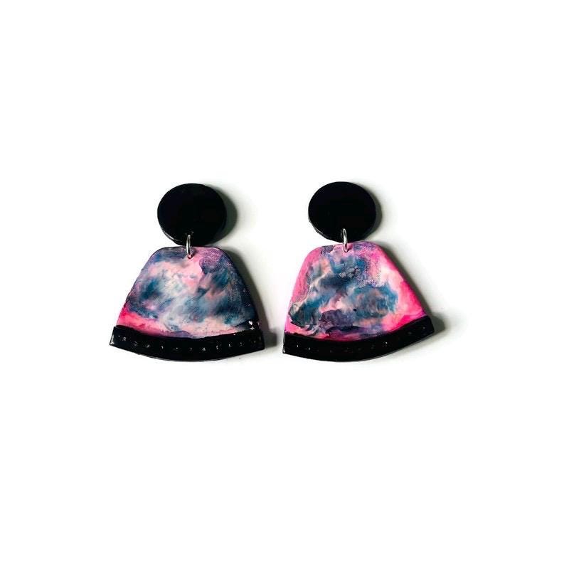 Pink and Black Handmade Statement Necklace Handmade