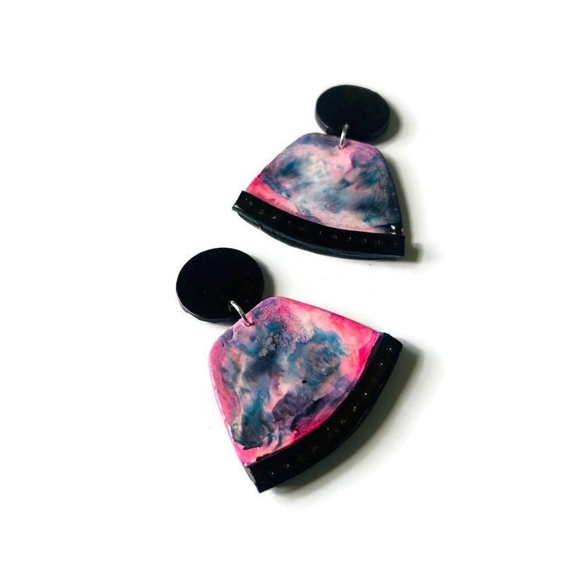 Pink and Black Handmade Statement Necklace Handmade