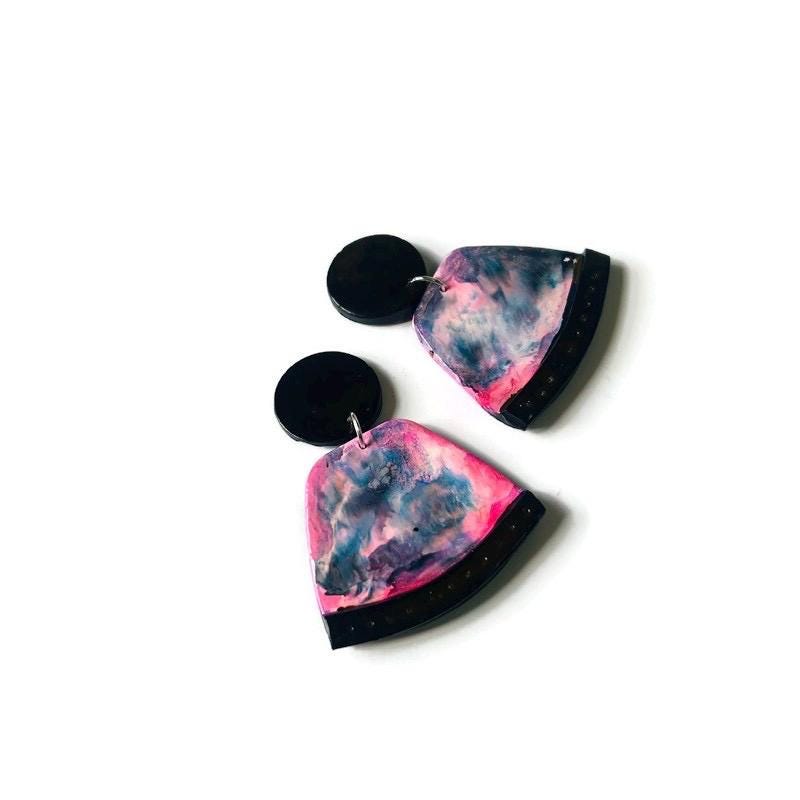 Pink and Black Handmade Statement Necklace Handmade