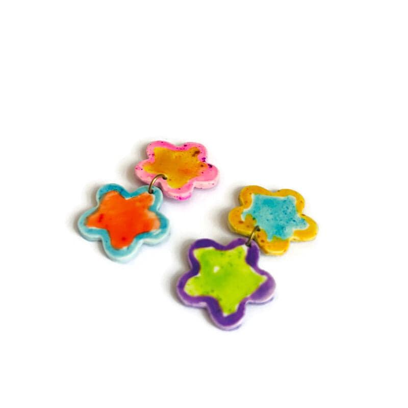 Bird & Flower Jewelry Set – Handmade Polymer Clay Necklace & Earrings