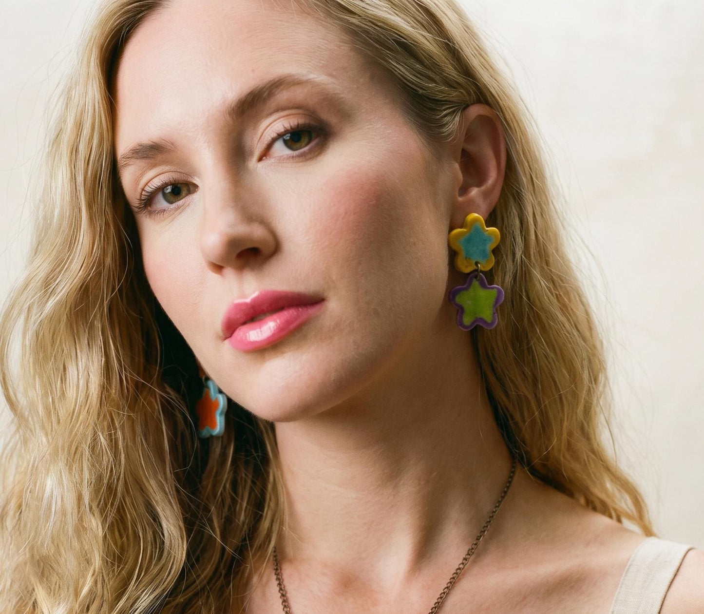 Bird & Flower Jewelry Set – Handmade Polymer Clay Necklace & Earrings