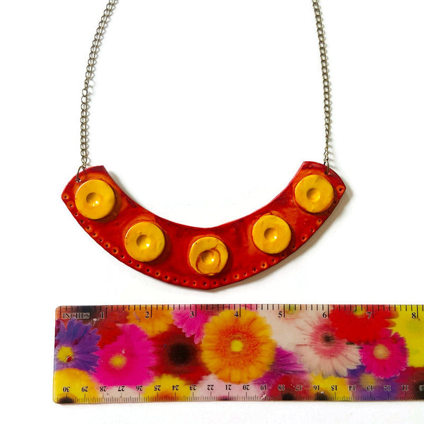 Extra Large Statement Necklace in Burnt Orange, Yellow