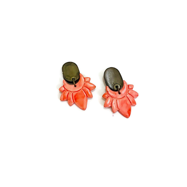 Painted Floral Clip On Earrings