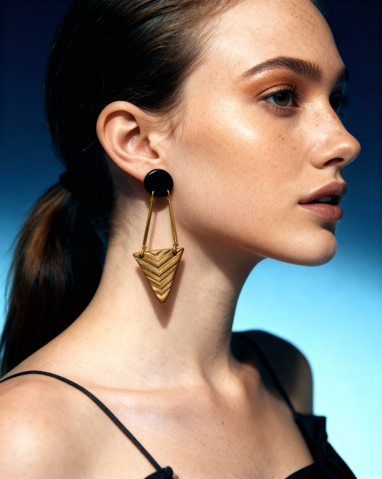 Geometric Statement Earrings Post or Clip On Handmade from Polymer Clay