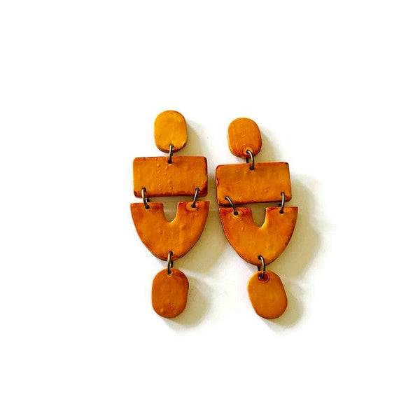 Large Mustard Yellow Statement Earrings - Sassy Sacha Jewelry