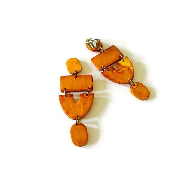 Large Mustard Yellow Statement Earrings - Sassy Sacha Jewelry