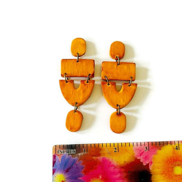 Large Mustard Yellow Statement Earrings - Sassy Sacha Jewelry