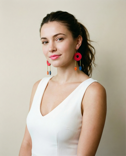 Extra Large Fushia Dangle Earrings Handmade