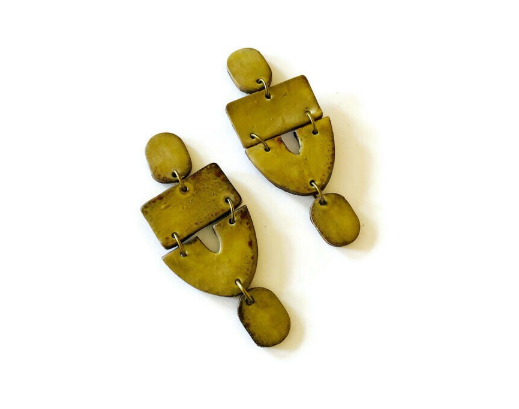 larger grey statement earrings handmade