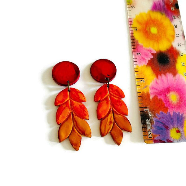 Long Autumnal Statement Earrings in Ombre Color Scheme - Sassy Sacha Jewelry