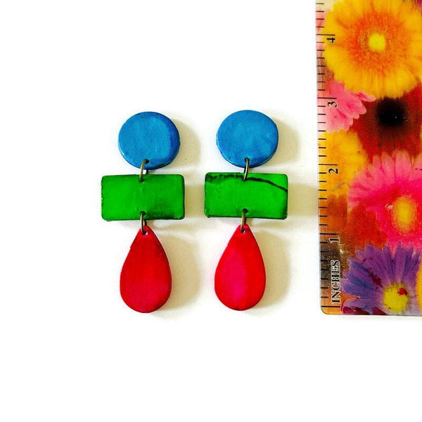 Long Colorful Clip On Earrings Handmade - Sassy Sacha Jewelry