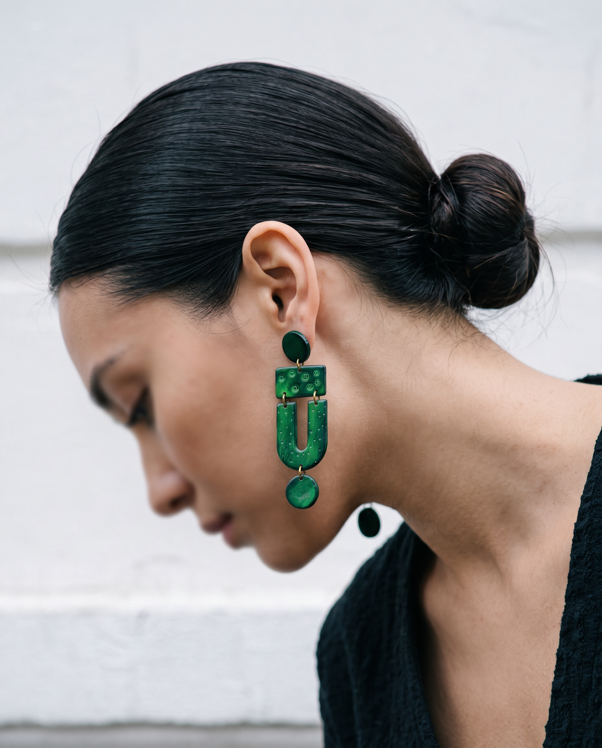 Red & Green Christmas Statement Earrings with Gold Accents, Post or Clip On "April"