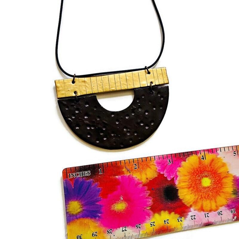 Modern Semi Circle Necklace in Black & Gold - Sassy Sacha Jewelry