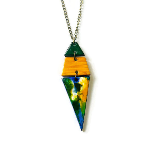 Large Green Triangle Pendant Necklace