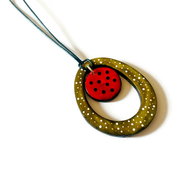 Open Oval Dotted Pendant Necklace Handmade