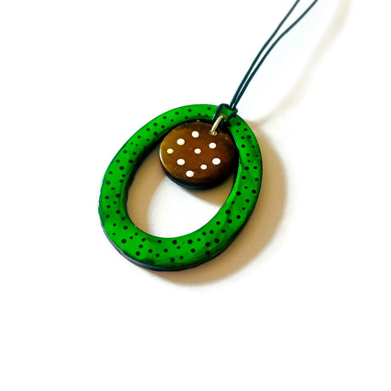 Open Oval Dotted Pendant Necklace Handmade