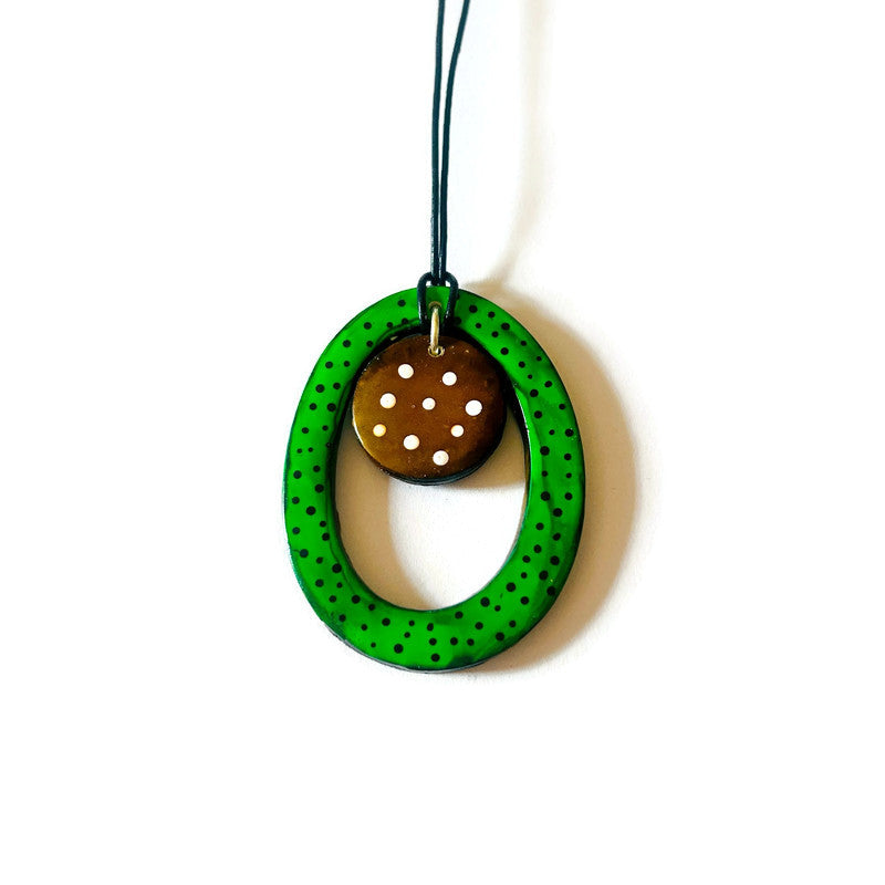 Open Oval Dotted Pendant Necklace Handmade