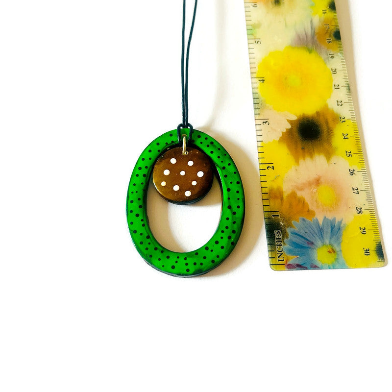 Open Oval Dotted Pendant Necklace Handmade
