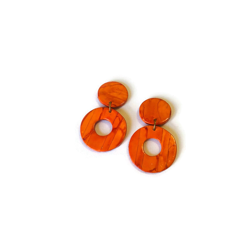Double Circle Statement Earrings, Post or Clip On – "Trish"