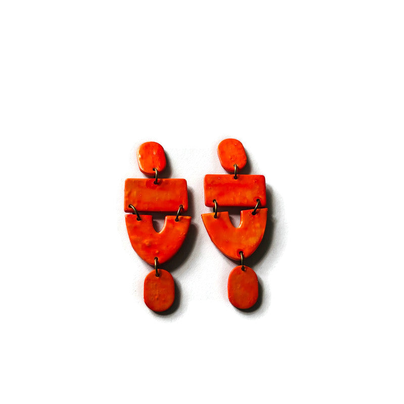 Extra Large Red Clip On Earrings Handmade "Lee"