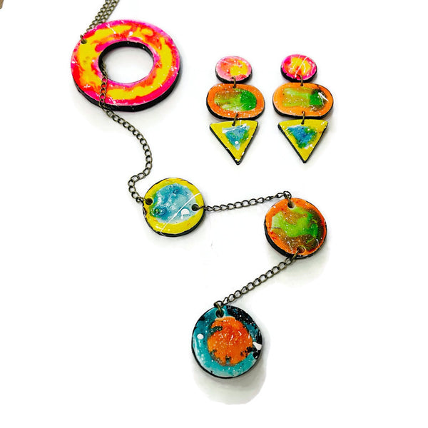 Paint Splash Jewelry Set- Lariat & Earrings - Sassy Sacha Jewelry