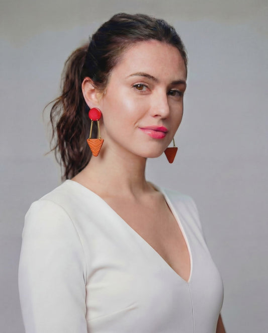 Geometric Statement Earrings Post or Clip On Handmade from Polymer Clay