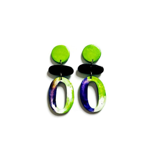 Purple & Neon Green Statement Jewelry Set - Sassy Sacha Jewelry