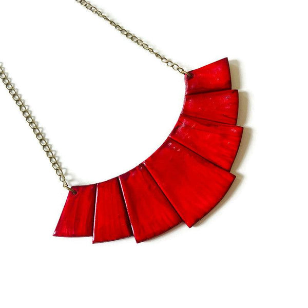 Red Statement Necklace Handmade - Sassy Sacha Jewelry