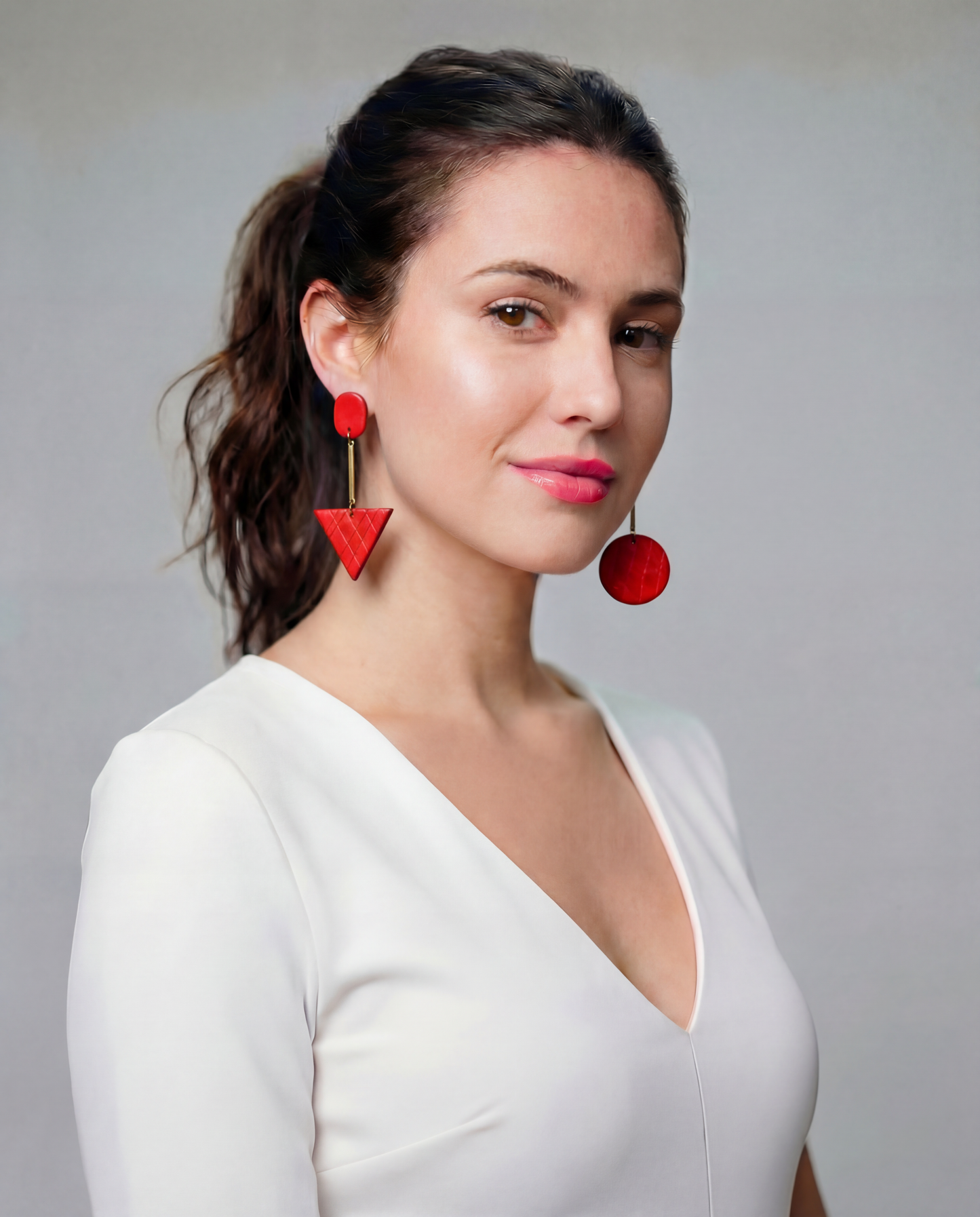 Long Statement Earrings with Brass Bar, Post or Clip On – "Monica"