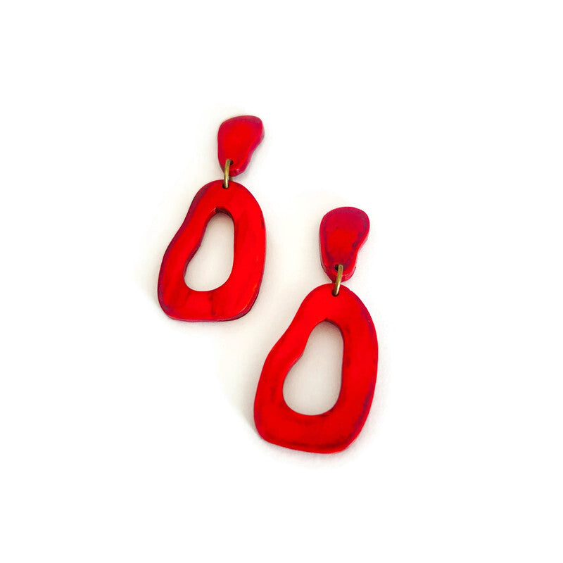 Gold Organic Hoop Earrings, Post or Clip On
