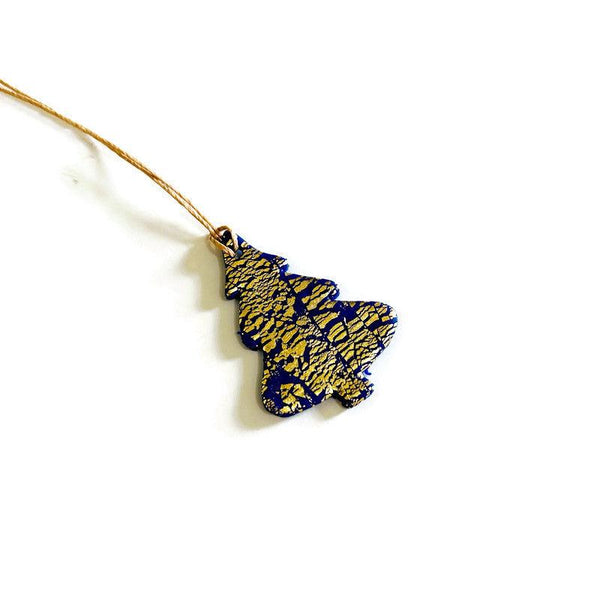 Royal Blue Dove Christmas Ornaments Handmade with Clay & Gold Flakes - Sassy Sacha Jewelry