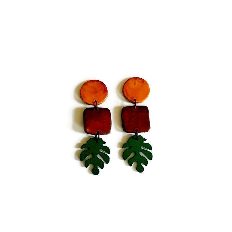 Rustic Tri Tone Statement Earrings for Fall - Sassy Sacha Jewelry